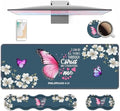 Ergonomic Keyboard Wrist Rest & Mouse Pad Wrist Rest Set, Large XXL Gaming Desk Mat 31.5"x 11.8" with Non-Slip Base for Home Office Study Gaming, Floral Butterfly Quote Bible Verse Philippians 4:13 by Unknown