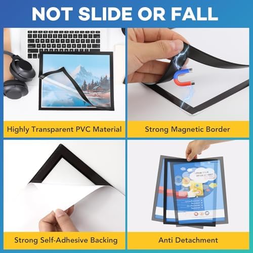 YixangDD 50 Pack Magnetic Sign Holder 8.5 x 11, Magnetic Paper Holder - Image 4