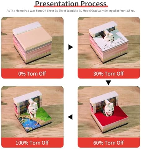 3D Calendar 2027, Desk Time Piece Calendar 2027,Tear-Away 3D Paper Art Notepad w LED Lights,Creative 3D Memo Artsy Pad Calendars, DIY Paper Carving Gift (Backpack Dog) - Image 4