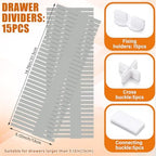 Blosssound 15 Pcs 5.12 Tall Drawer Divider Adjustable Drawer Organizer,Grey - Image 2