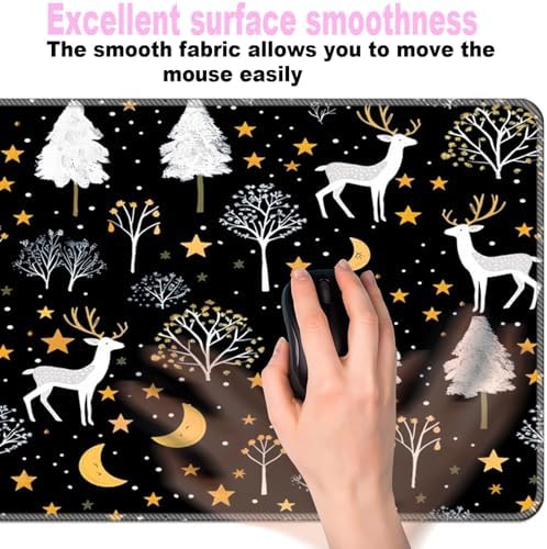 Keyboard Wrist Rest Set,Memory Foam Wrist Support Mouse Pad,31.5"x11.8" Desk Mat for Comfortable Typing & Pain Relief,Non-Slip Base for Office & Home Use - Cute Training Deer and Trees - Image 5