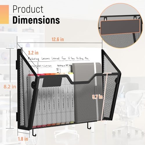 Docnest 6 Pack Dual-Mount Magnetic Mesh File Holders, Wall Organizer - Image 2