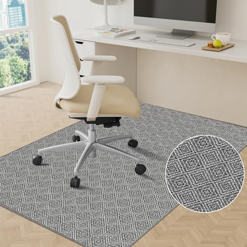 KMAT Office Chair Mat, 36x48in Heavy Duty Hardwood/Tile Floor Protector, Floor Mat Computer Desk Mat for Rolling Chairs, Work, Study, Office, Grey by KMAT