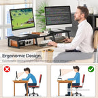 HOOBRO Dual Monitor Stand Riser, Computer Monitor Stand for PC, Black - Image 5