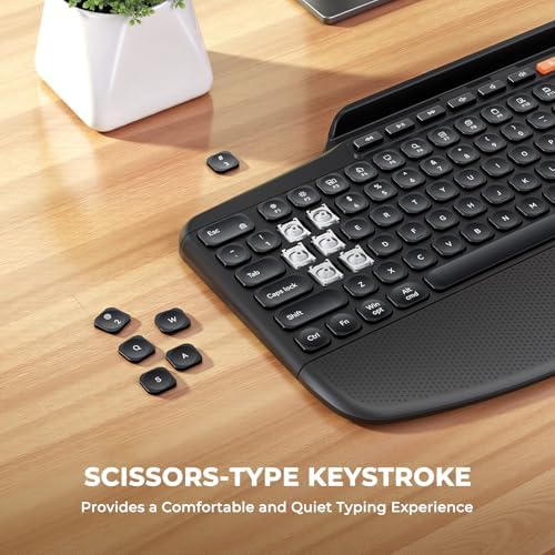 MEETION Wireless Keyboard Mouse Combo, Ergonomic Bluetooth Rechargeable - Image 3