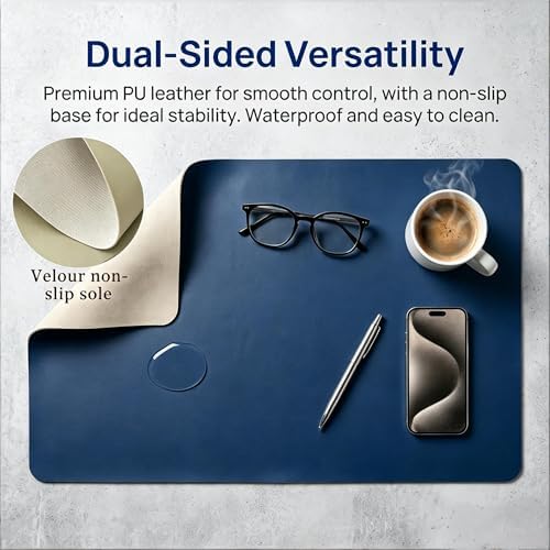 Desk Pad - Large Pu Leather Desk Mat (31.5" x 63") - Buttery Smooth Writing, Damage Blocking, Non-Slip, Waterproof - Home Office Computer Desk Protector Blotter Laptop Keyboard Mouse Pad - Image 3