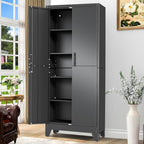 GAIOUS Tall Metal Storage Cabinet with Lock, Freestanding Steel Bookcase by GAIOUS