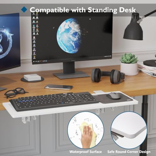 BONTEC Ergonomics Desk Extender Tray, 27.2 x 9.5 Inch, White - Image 6