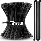 Reallnaive 1000 Pack 8 Inch Heavy Duty Zip Ties 120 lb, Black by Reallnaive