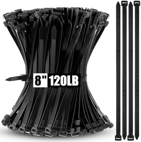 Reallnaive 1000 Pack 8 Inch Heavy Duty Zip Ties 120 lb, Black by Reallnaive