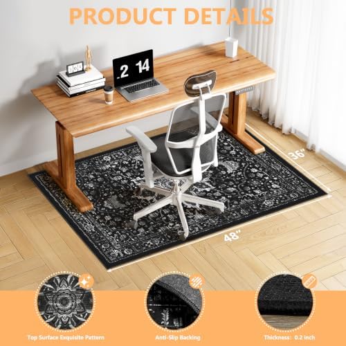 Office Chair Mat for Hardwood Floor & Tile Floor,36"X 48"-Square Black - Image 2