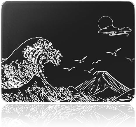 ATTACK SHARK CM05SE Glass Gaming Mouse Pad for FPS & Esports, Nano-Etched Tempered Glass Surface,Ultra-Smooth Low Friction Hard Mousepad,Waterproof Large Desk Mouse Mat for PC Setup,Black Wave by ATTACKSHARK