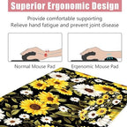 Large Keyboard Mouse Pad Set, Extended Mouse Pad+Keyboard Wrist Rest Support, Memory Foam Ergonomic Easy Typing, 4Pcs (31.5×11.8 in) Desk Pad Set for Office Home,Flower Daisies - Image 5