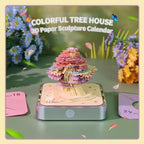 HOTOYMDS3D Calendar 2027,Time Piece Calendar 2027 With LED Lights,3D Art Calendar Memo Pad,Colorful Treehouse Desktop Decoration,Tear-Away 3D Paper Art Notepad,Christmas Gift,New Year Gift (Colorful Treehouse) - Image 2