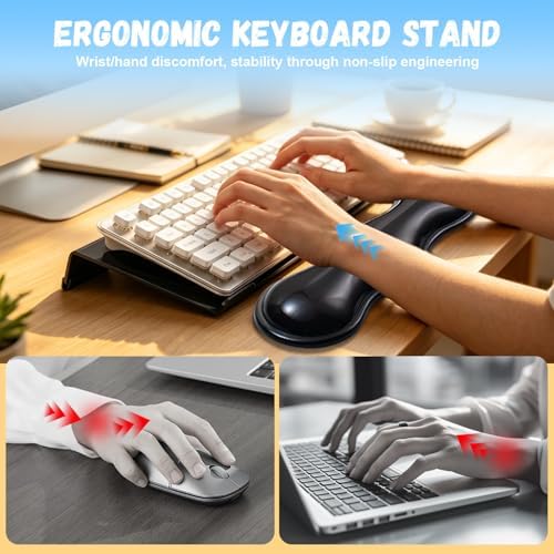 Acrylic Keyboard Stand with Gel Wrist Rest for Keyboard and Mouse Set-Black - Image 4