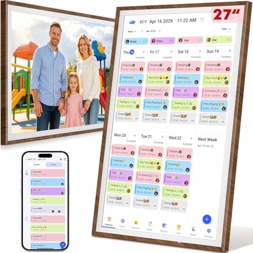27" Digital Wall Calendar with Chore Chart, Touchscreen & Family Planner by Herncptar