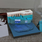 Titanic 3D Paper Note Three-Dimensional Memo Pad Ship Sticky Notes Paper Carving Notepad Bookmark LED Light Creative Gift for Parent Lover Children Friend - Image 2