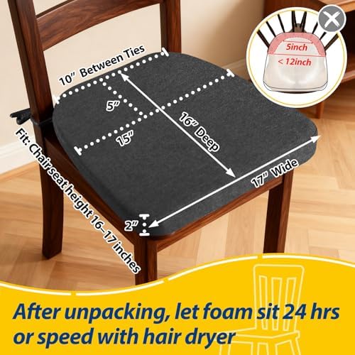 AAAAAcessories Chair Cushions for Dining Chairs, 17 x 16 x 2 in, Set of 1 - Image 2