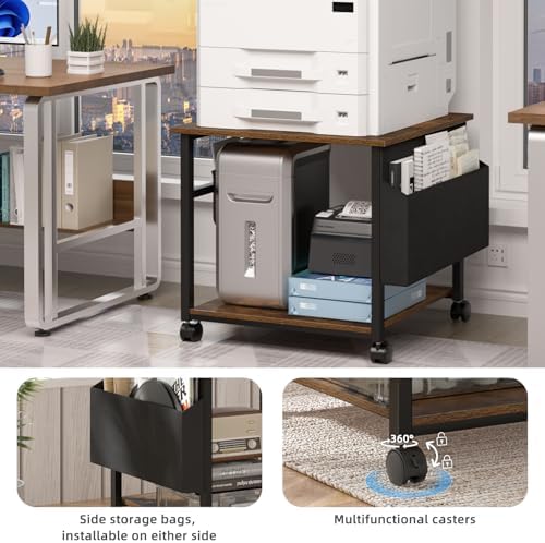 Lerliuo Brown Large Printer Stand with Storage - Image 6