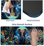 Large Mouse Pad + Keyboard Wrist Rest Set, Extended Gaming Mousepad (31.5X11.8 inch) with Non-Slip Rubber, Ergonomics Memory Foam Mouse Wrist Rest Support, Flowers Ornate Elephant XXL Desk Pad - Image 3