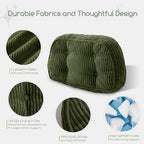 HIGOGOGO Lumbar Support Pillow for Recliner Chair/Accent Chair/Couch/Office Chair, Tufted Corduroy Back Support Cushion for Elderly, Recliner Cushions for Back Rest, Pain Relief, Reading, Dark Green - Image 4