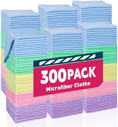 TEAWOO Microfiber Towels Bulk-300 Pack, Cleaning Cloths, Microfiber Towels for Cars, Cleaning Rags 5 Colors Assorted (12x12 inches) by TEAWOO