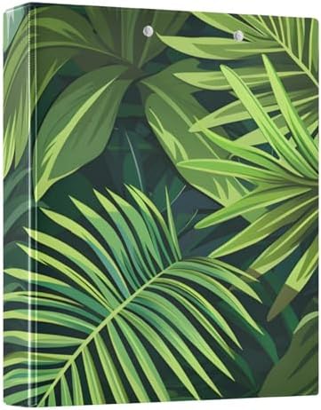 JIPONI 3 Ring Binder Palm Monstera Leaf 1 Inch Round Binders for Men Women Students, Cute File Organizer for Office Home School - Image 3