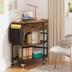 YAOHUOO Corner Printer Stand, Corner Table with Power Outlet/Fabric Drawer - Image 4