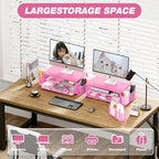 OPNICE Desk Organizers and Accessories, Computer Monitor Stand Riser with Drawer and 2 Pen Holders, Printer & Laptop Stand, Office Desk Accessories & Workspace Organizers for Home Office Supplies, Carmine Rose - Image 5