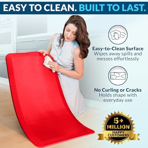 ComfiLife Anti Fatigue Floor Mat – 3/4 Inch Thick Kitchen Mats for Floor, Standing Desk Mat, Kitchen Rug – Comfort at Home, Office – Durable – Stain Resistant – Non-Slip (20" x 32", Scarlet Orange) - Image 5