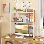 BECOMFORT 37" Desktop Bookshelf, Desk Hutch Dorm with DIY Metal Pegboard by BECOMFORT