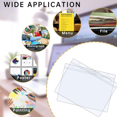 AKONEGE 12PCS Hard Sheet Protectors 8.5 x 11 Waterproof Resealable Zip Page Protectors Clear Hard Plastic Sleeves for Photos Birth Certificate, Heavy Duty Document Holder Wall Sign Holder, Horizontal - Image 7