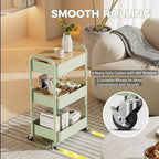 3 Tier Rolling Cart with Table top, Metal Rolling Utility Cart, Sturdy Storage Organizer Cart with Locking Wheels & Hooks for Office, Classroom, Kitchen and Bathroom - Image 5
