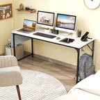 Giantex 60 Inch Computer Desk with Charging Station, Home Office Writing Desk with Storage Bag & Headphone Hook, Large Gaming Table PC Workstation, Modern Simple Laptop Desk for Bedroom, Study - Image 2
