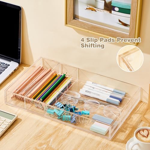 Briwooody Clear Acrylic Drawer Organizer Expandable,7 Compartments,Large - Image 5