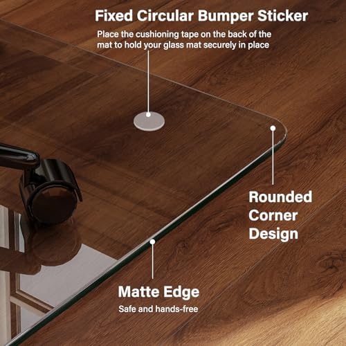 40"X47" Tempered Glass-Glass Chair Mat, Heavy Duty Hard Floor Mat - Image 5