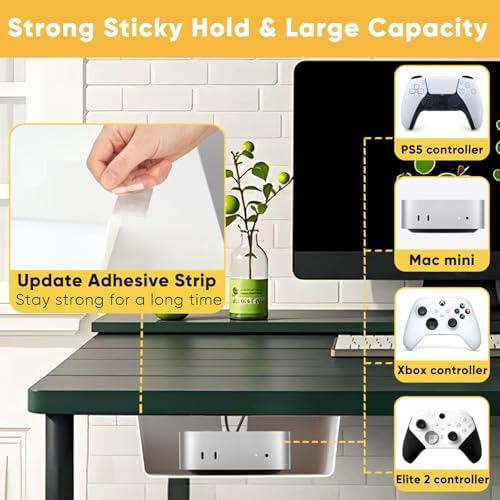 4 Pack Under Desk Hanging Shelf Drawer Organizer, Attachable Plastic Hidden Storage Tray, Easy Adhesive Mount Holder for Standing Tables, Office, Counters, Cabinets, Workstations - White - Image 3