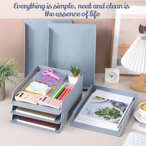 Wenqik Gray Letter Trays Stackable, 6 Pcs Plastic Desk Organizer - Image 6