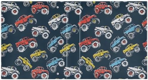 JIPONI 3 Ring Binder Monster Trucks Comic Style 1 Inch Round Binders for Men Women Students, Cute File Organizer for Office School, 1pc - Image 2