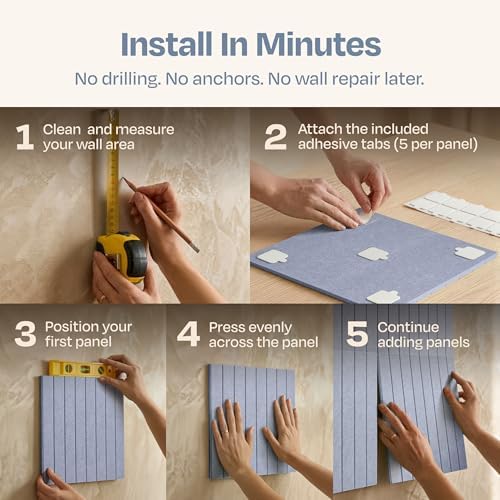 X-Large Cork Board Alternative 12-Pack Felt Bulletin Board Thick and Decorative Pin Board for Home Office Walls 47.24 x 35.43 Inches with 72 Adhesive Tabs - [Dusky Gray] - Image 5