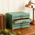 Vintage 6-Drawer Wooden Desktop Organizer Cabinet, Rustic Distressed Wood Card Catalog Cabinet, Antique Storage Box for Jewelry Cosmetics Craft Paper Home Office Decor (Green) by Unknown