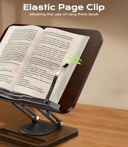LOXP Ergonomic Book Stand for Reading, 360° Rotating Holder with Page Clip - Image 6