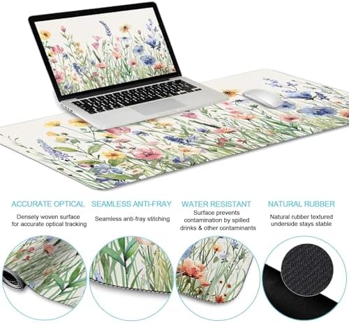 LIMKRIAN Flower Mouse Pad Set Floral Large Desk Matt for Desktop - Image 3