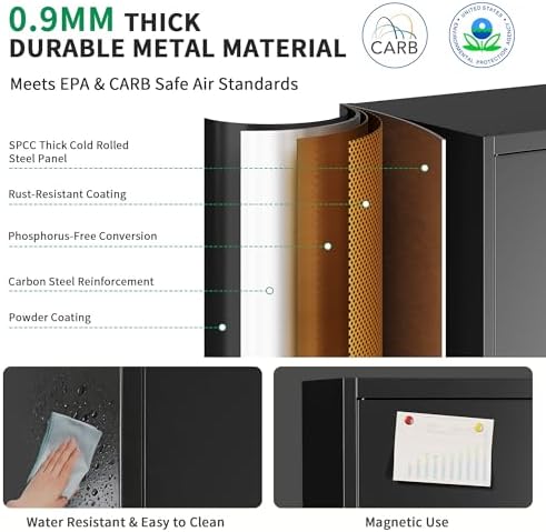 Metal Storage Cabinet with Locking Doors, 71" Tall Steel Locker Organizer with Adjustable Shelves, Garage Utility Cabinet for Home, Office, Shop, and School - Image 4