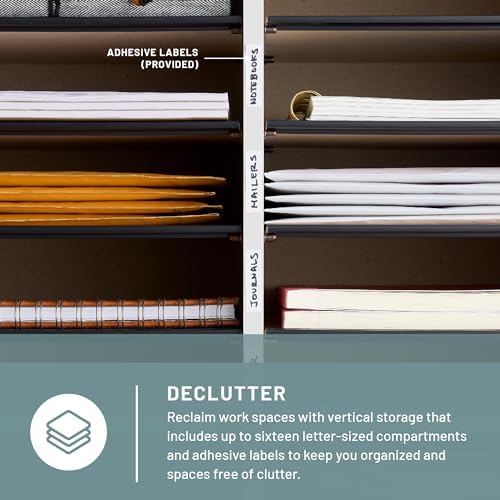Safco 9422GR Wood Adjustable Literature & Paper Organizer, 16 Adjustable Compratment, Stackable Durable Construction, Home, Office, Mailroom, Classroom Mailbox , Gray - Image 3