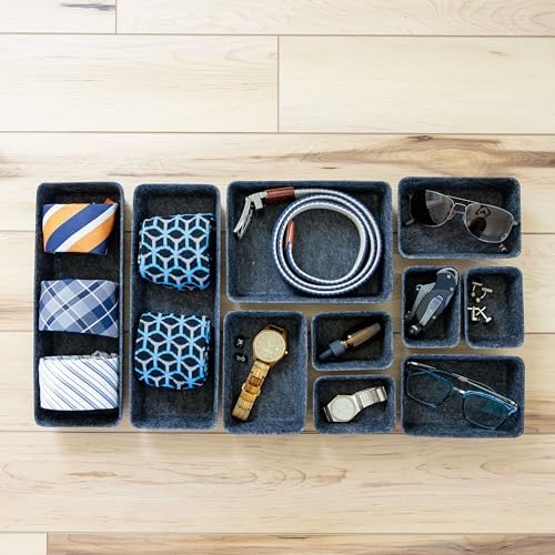 Three by Three Seattle Recycled Felt Storage Bins Set of 10 (Charcoal) - Image 3