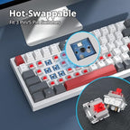 Guffercty kred 75% Percent Mechanical Keyboard with Knob, Gasket Mouted Wired TKL Gaming Keyboard 75 Percent Hot Swappable Programmable for Windows Laptop PC Gamer（82 Grey） - Image 3