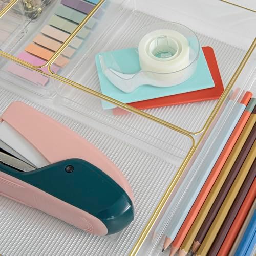 Martha Stewart Kerry Stackable Desk Drawer Organizers, Clear/Gold, 6-Pack - Image 5