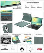 Keyboard Case for Samsung Galaxy Tab S10 FE+ Plus 13.1'' 2025, Detachable Galaxy Tablet S10FE+ Case with Keyboard 13.1inch, Protective Cover with S Pen Holder for Samsung Tab S10FE Plus Keypad, Green - Image 3