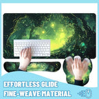 Magic Forest Desk Mat Set Green Fantasy Landscape Large Mouse Pad with Wrist Rest 4in1 Desk Mat for Desktop Ergonomic Keyboard Wrist Support Anti-Slip Computer Ergonomic Mouse Pad Home Office Gaming - Image 4